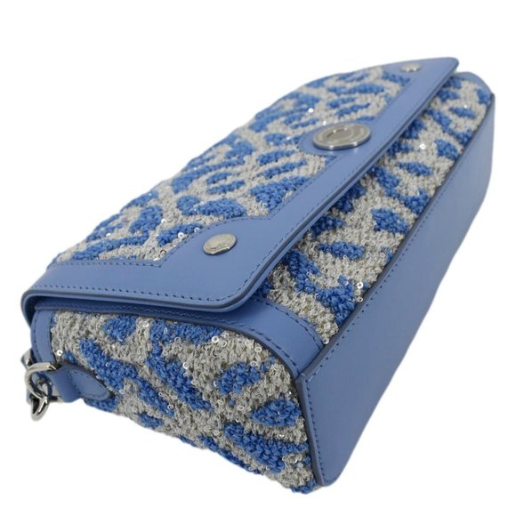 BURBERRY Note TB Small Sequins Yarn Shoulder Bag Blue - Picture 10 of 12